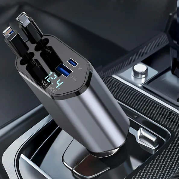 4-in-1 Retractable Car Mobile Charger - Image 3
