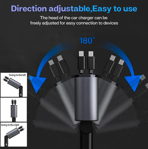 4-in-1 Retractable Car Mobile Charger - Image 4