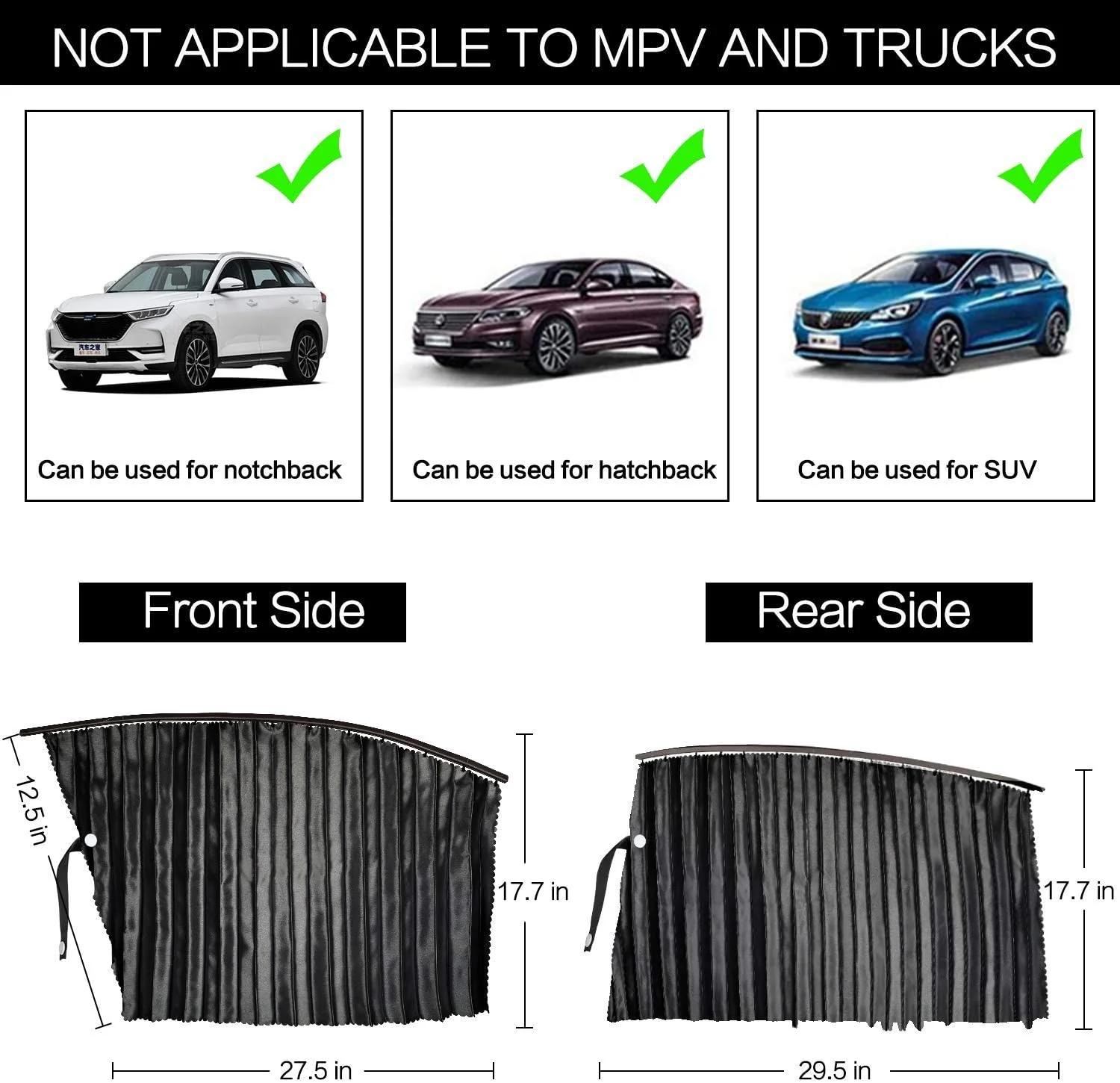 4 Pack Slidable Magnetic Car Side Window Sun Shade Curtain - Image 3