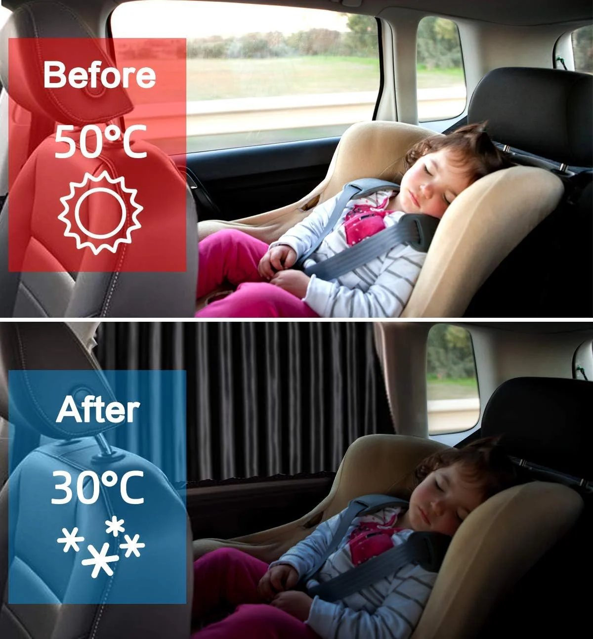 4 Pack Slidable Magnetic Car Side Window Sun Shade Curtain - Image 4
