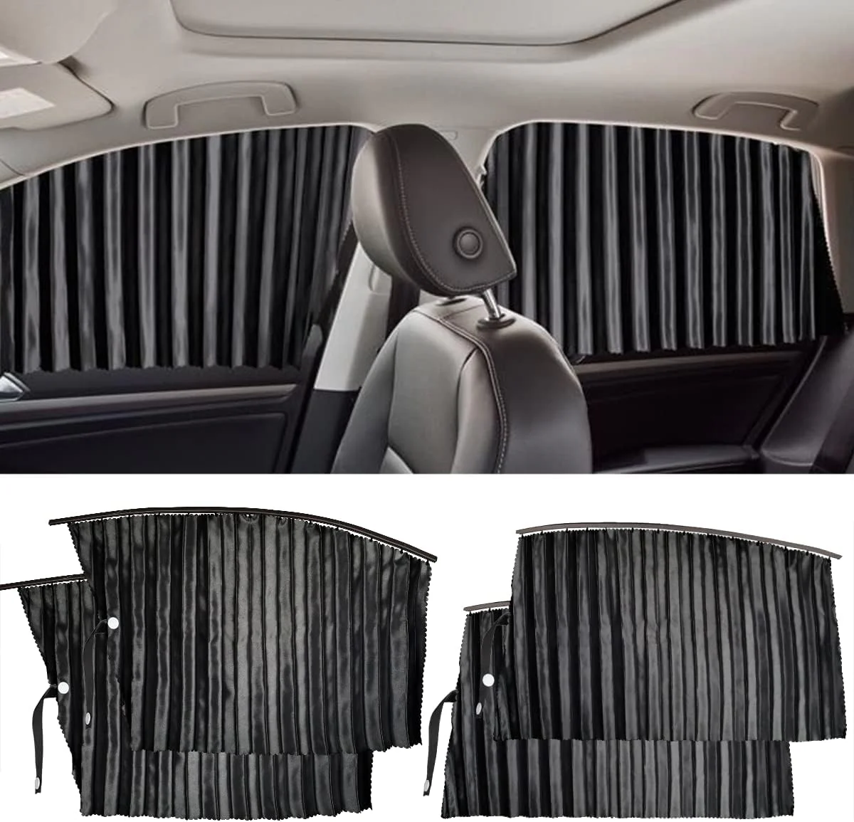 4 Pack Slidable Magnetic Car Side Window Sun Shade Curtain - Image 6