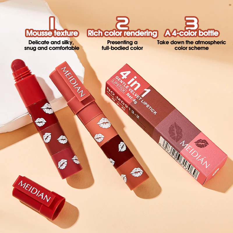 4 Shades Set Soft Mist Velvet Matte Lipstick - Image 8