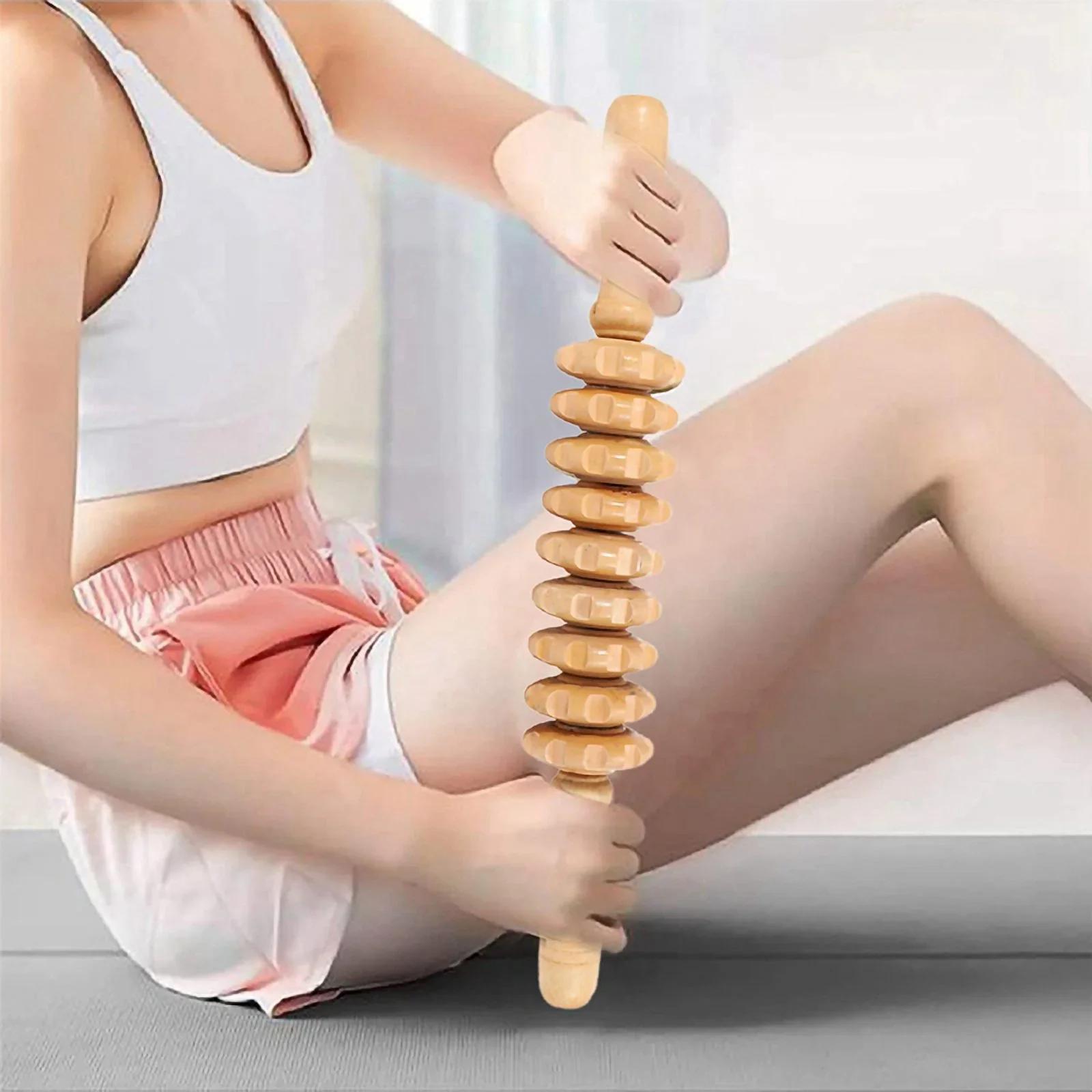 9 Wheel Wood Roller Wooden Therapy Massage - Image 2