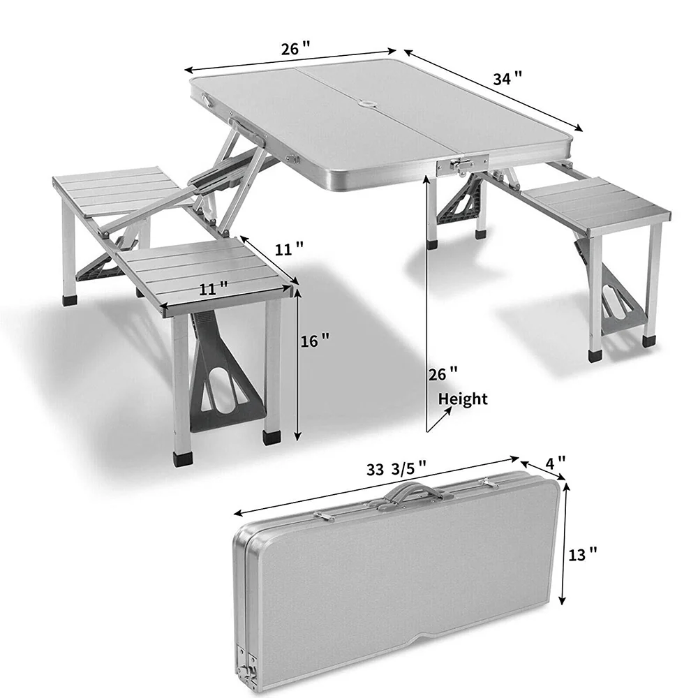 Aluminum folding table with 4 Seats Portable Camping Table - Image 4