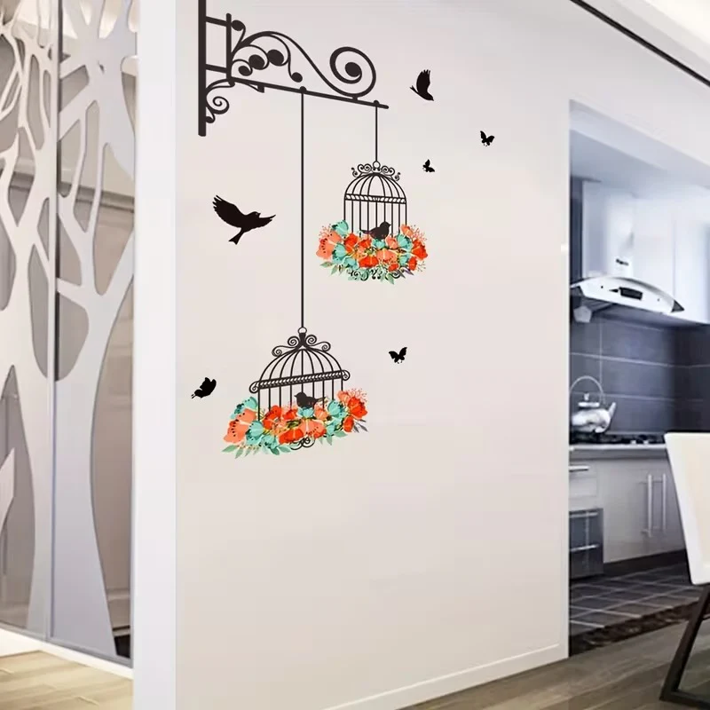 Bird Floral Cage Wall Sticker - Image 2