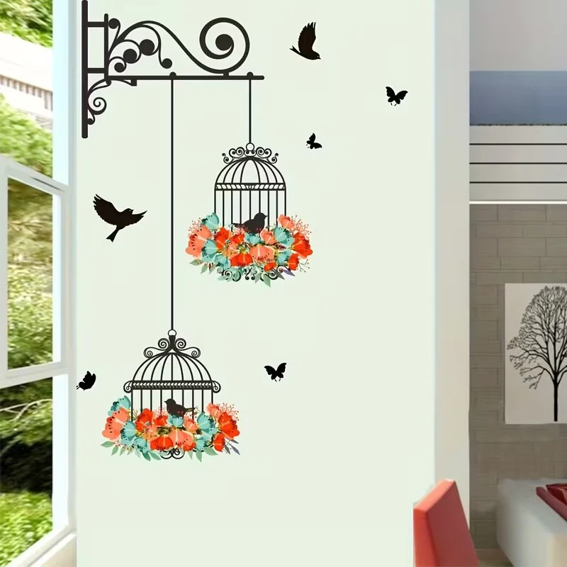 Bird Floral Cage Wall Sticker - Image 3