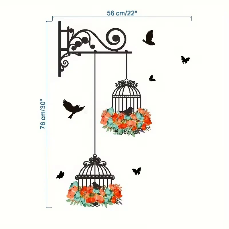 Bird Floral Cage Wall Sticker - Image 5