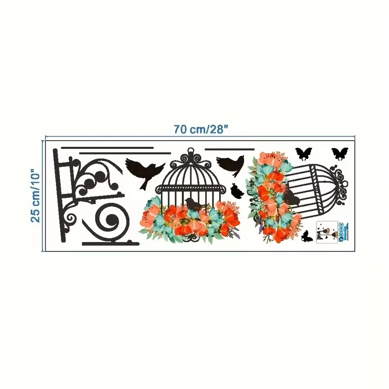 Bird Floral Cage Wall Sticker - Image 6