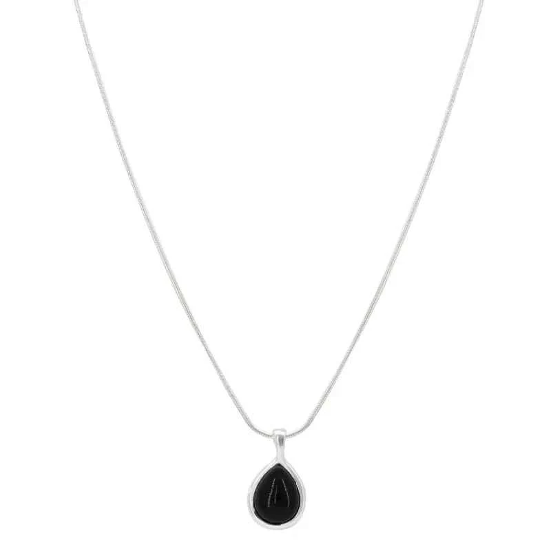 Black Zircon Water Drop Snake Chain Necklace - Image 5