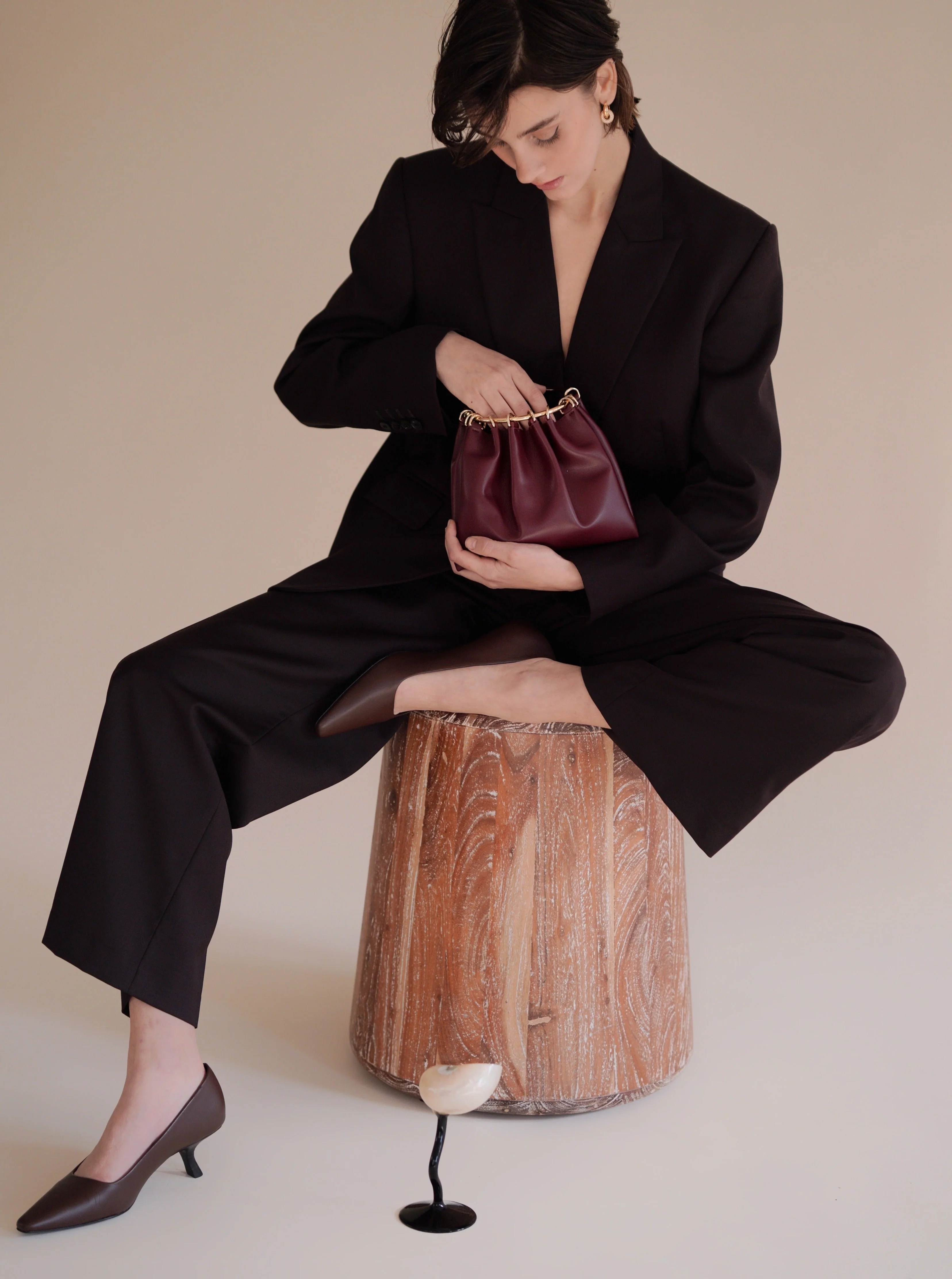 Burgundy Ring Handle Bag - Image 3