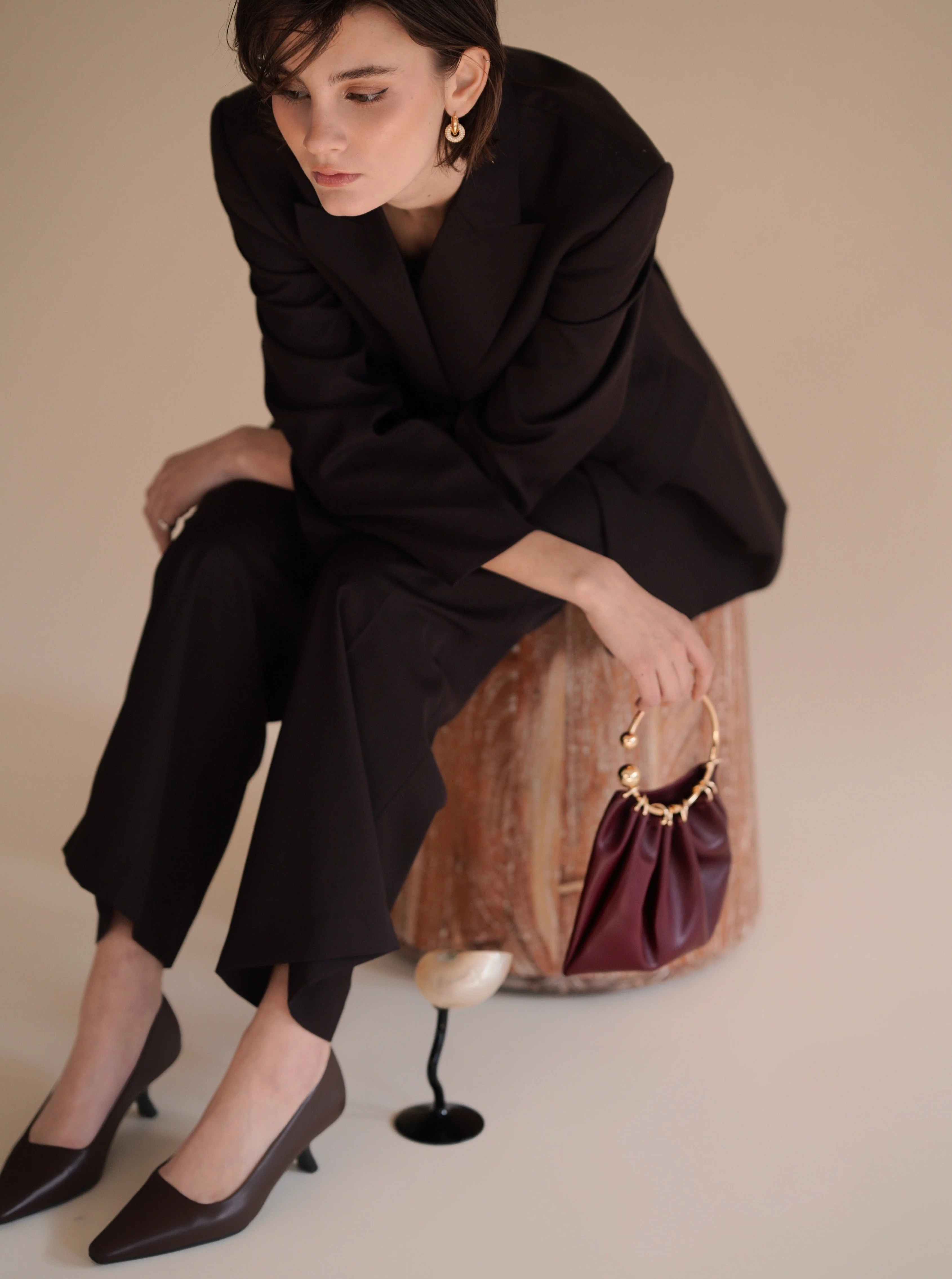 Burgundy Ring Handle Bag - Image 6