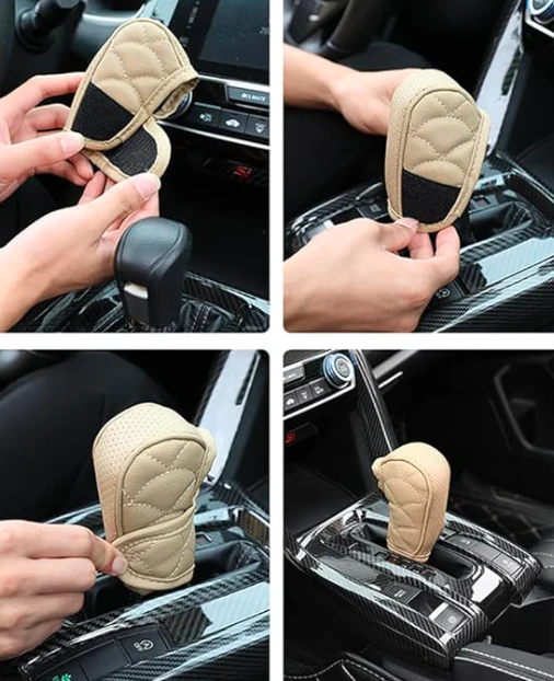 Car Leather Handbrake and Gear Cover - Image 3