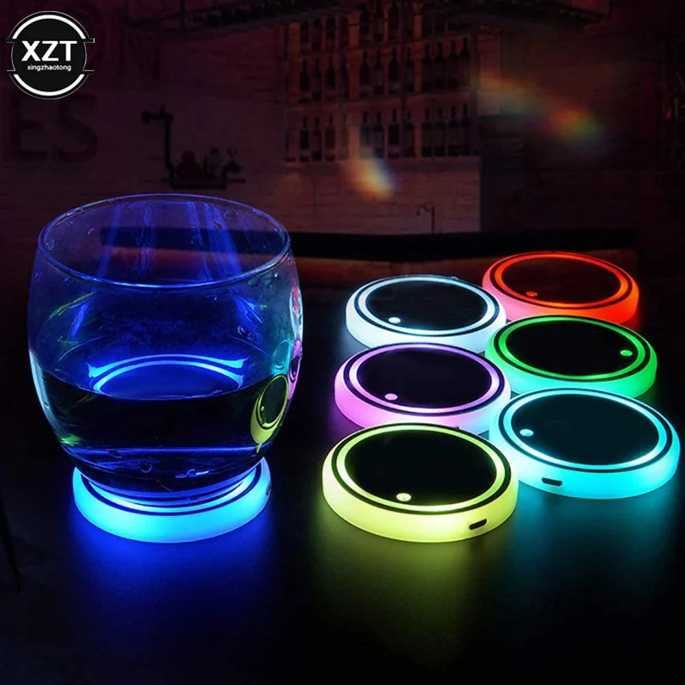 Color Changing Car LED Cup Holder Light Mats ( pack of 2 ) - Image 2