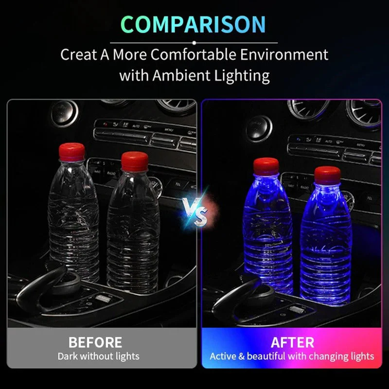 Color Changing Car LED Cup Holder Light Mats ( pack of 2 ) - Image 4