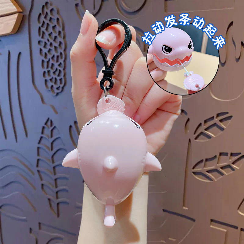 Cartoon Pull String Shark Pendant Keychain - Image 3