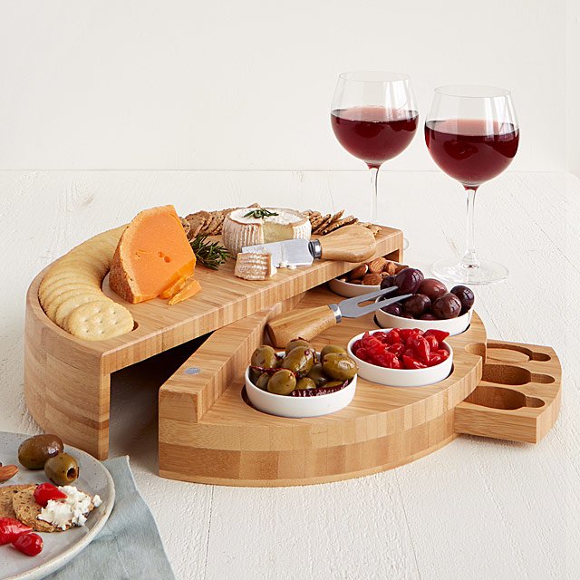 Wooden Bamboo Cheese & Charcuterie Board Set - Image 2