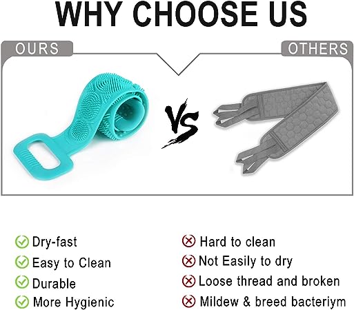 Dual-Side Silicone Body Scrubber with Handle - Image 4