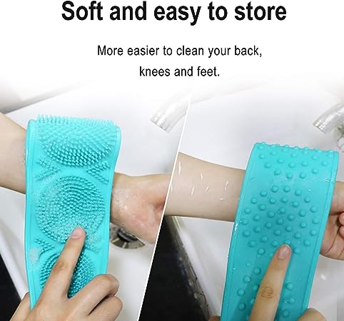 Dual-Side Silicone Body Scrubber with Handle - Image 5