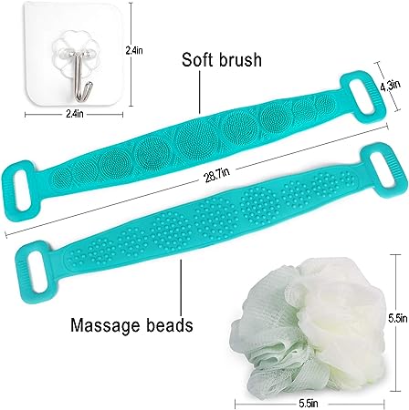 Dual-Side Silicone Body Scrubber with Handle - Image 6