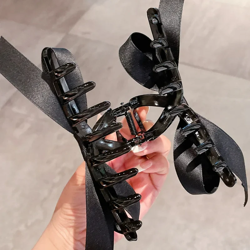 Elegant Black Bow Grab Clip Girls Elegant - Image 2