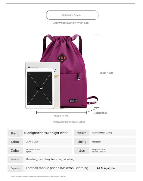 Foldable Drawstring Gym Bag - Image 6