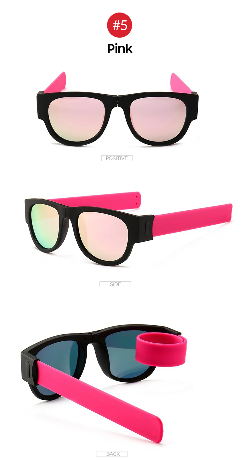 Folding Slap Wristband Sport Sunglasses - Image 3