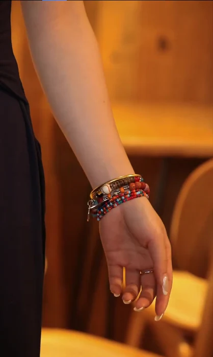 Hamsa Hand Decor Beaded Watchband - Image 2