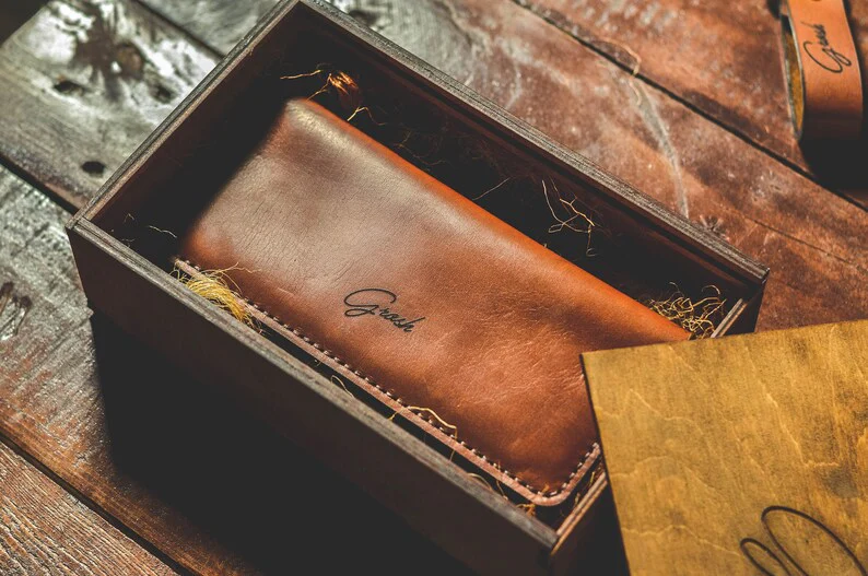 Long personalized Leather Wallet for men - Image 5