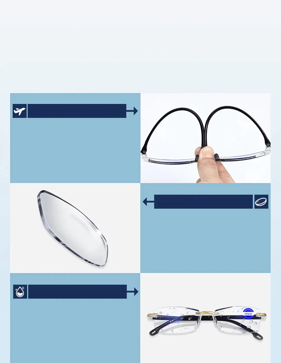 Unisex Rimless Reading Glasses - Image 4