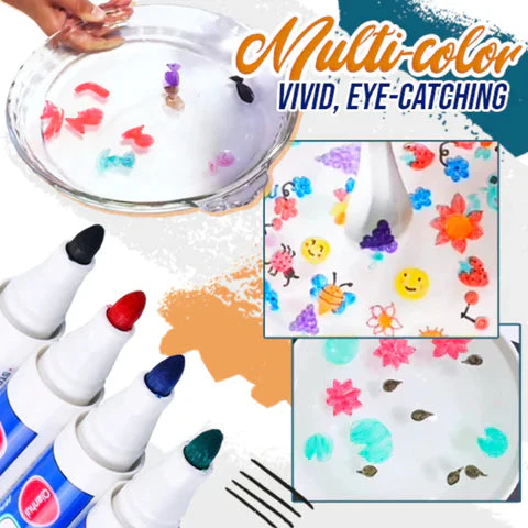 MAGICAL FLOATING PAINTING IN WATER WITH SPOON (12 PCS MARKER) - Image 3