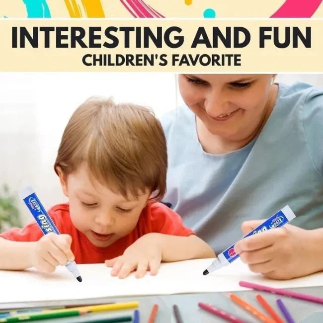 MAGICAL FLOATING PAINTING IN WATER WITH SPOON (12 PCS MARKER) - Image 5