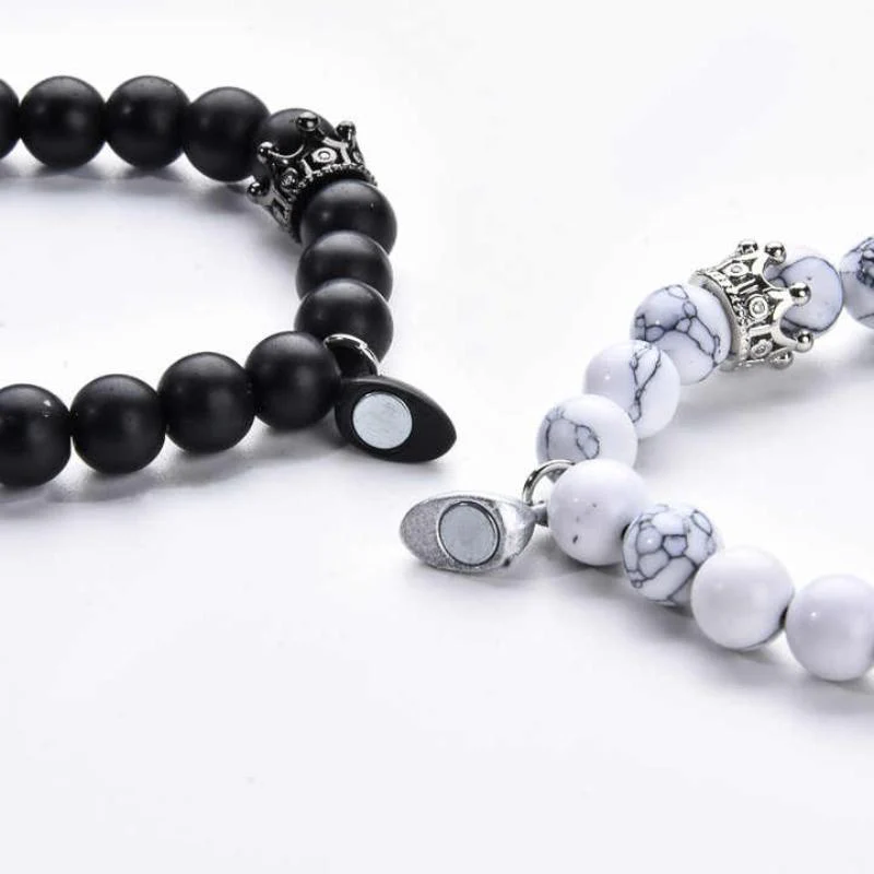 Magnetic Beaded Heart Shaped Couple Bracelet - Image 4
