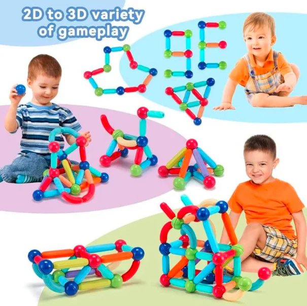 Magnetic Sticks Blocks Game (63 pcs) - Image 3