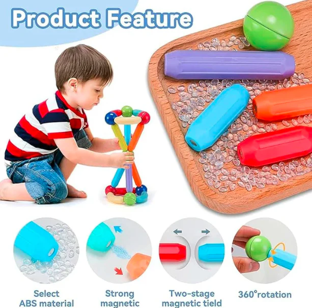 Magnetic Sticks Blocks Game (63 pcs) - Image 4