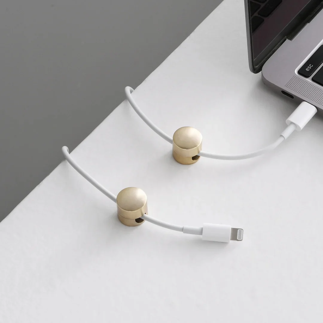 Matte Brass Wire Cord Organizer Clips