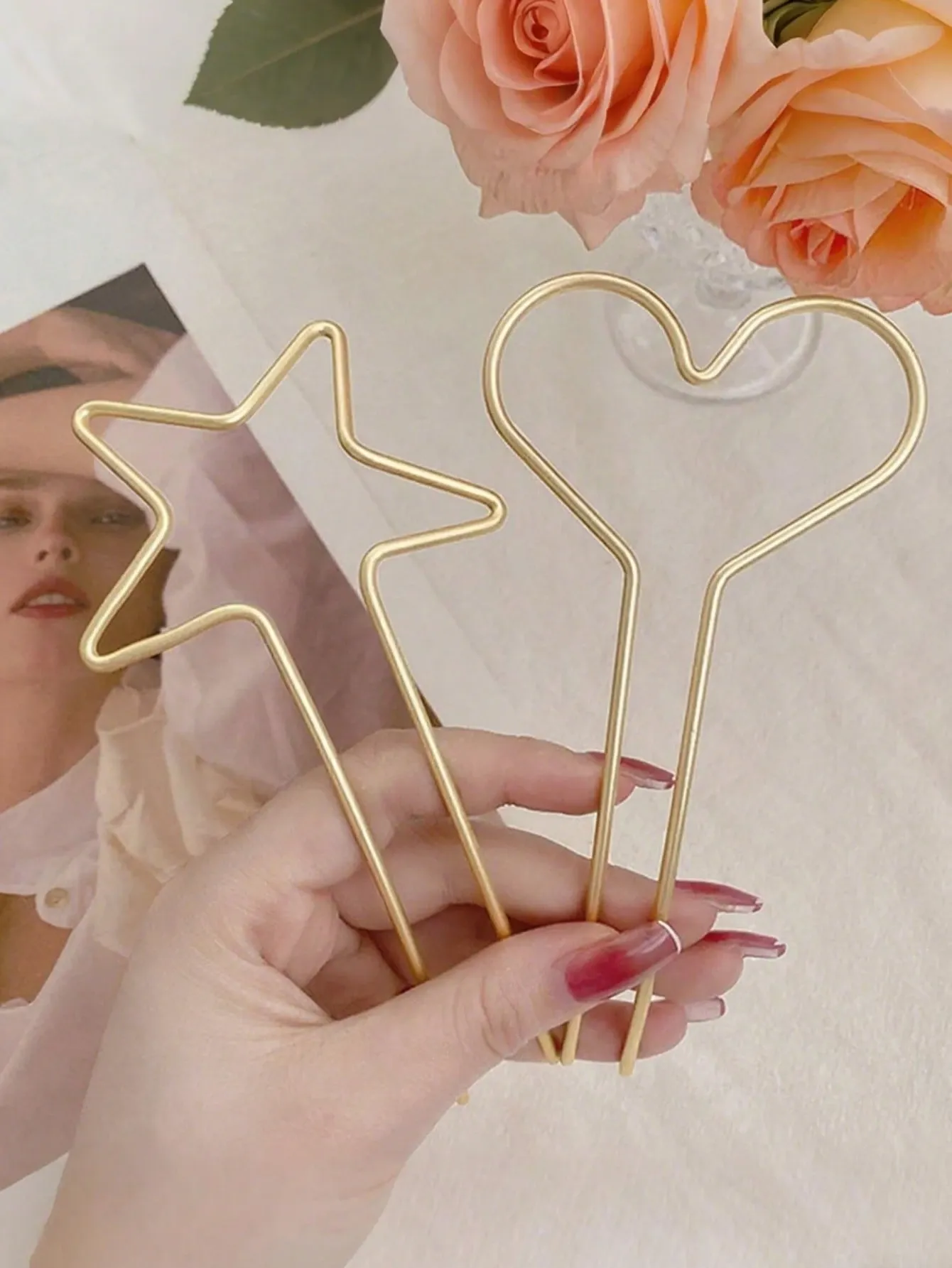 Minimalist Star & Heart Metal Hair Clips - Image 2