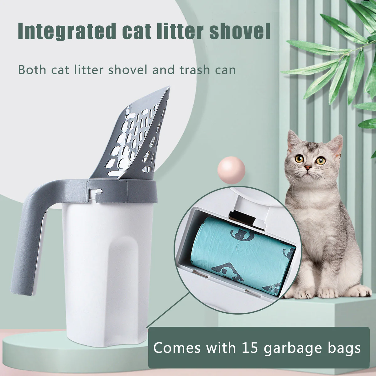 Portable Plastic Cat Litter Scoop With Bag - Image 3
