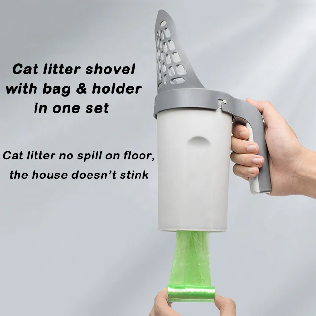 Portable Plastic Cat Litter Scoop With Bag - Image 4