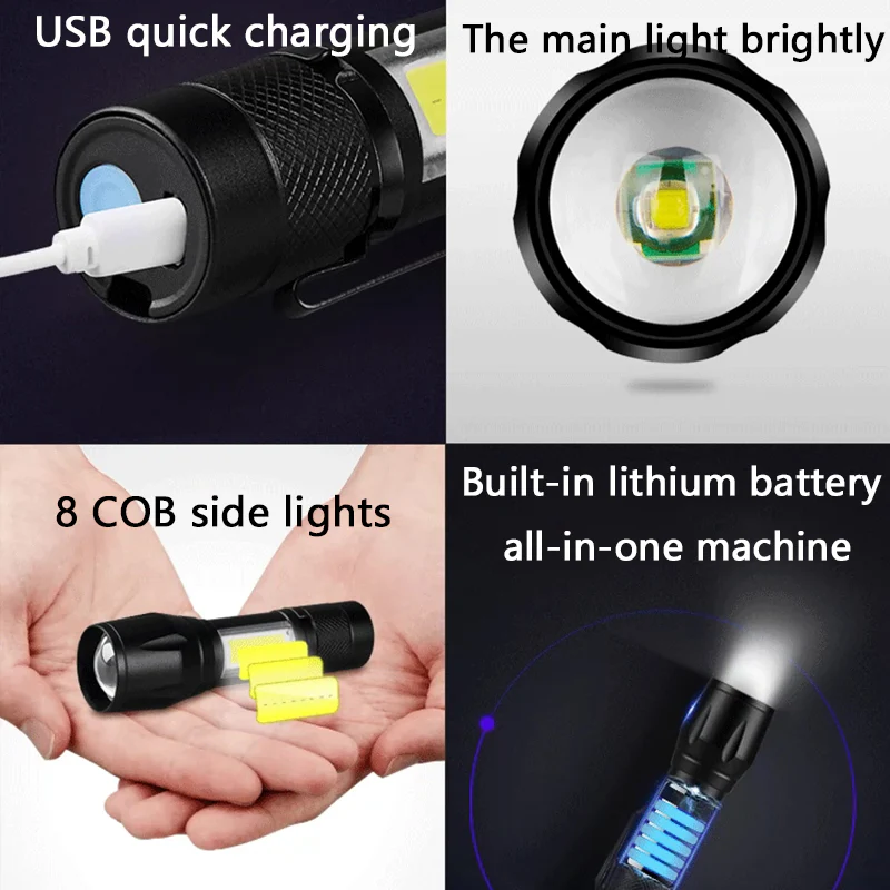 Portable Rechargeable LED Flashlight Zoom Focus Mini Led Flashlight Torch Lamp - Image 3