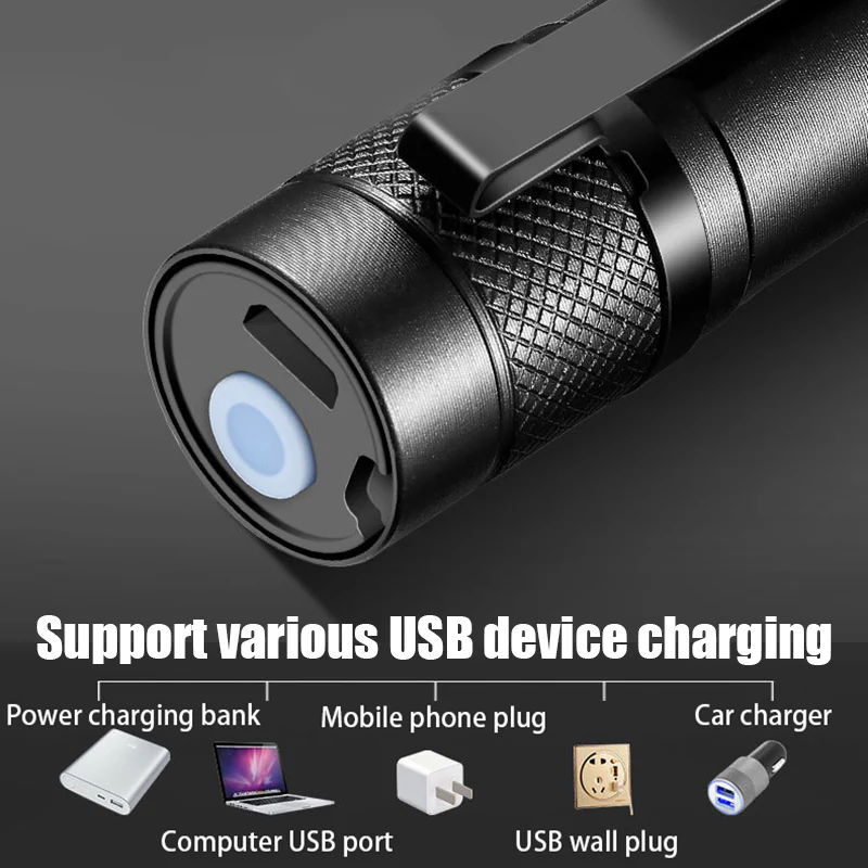 Portable Rechargeable LED Flashlight Zoom Focus Mini Led Flashlight Torch Lamp - Image 4