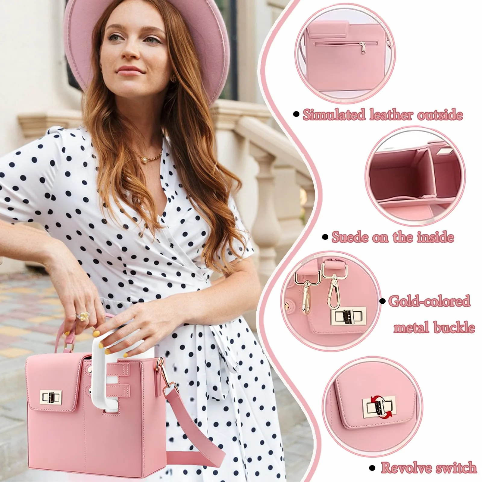 PU Leather Water Bottle Holder Tote Bag - Image 6