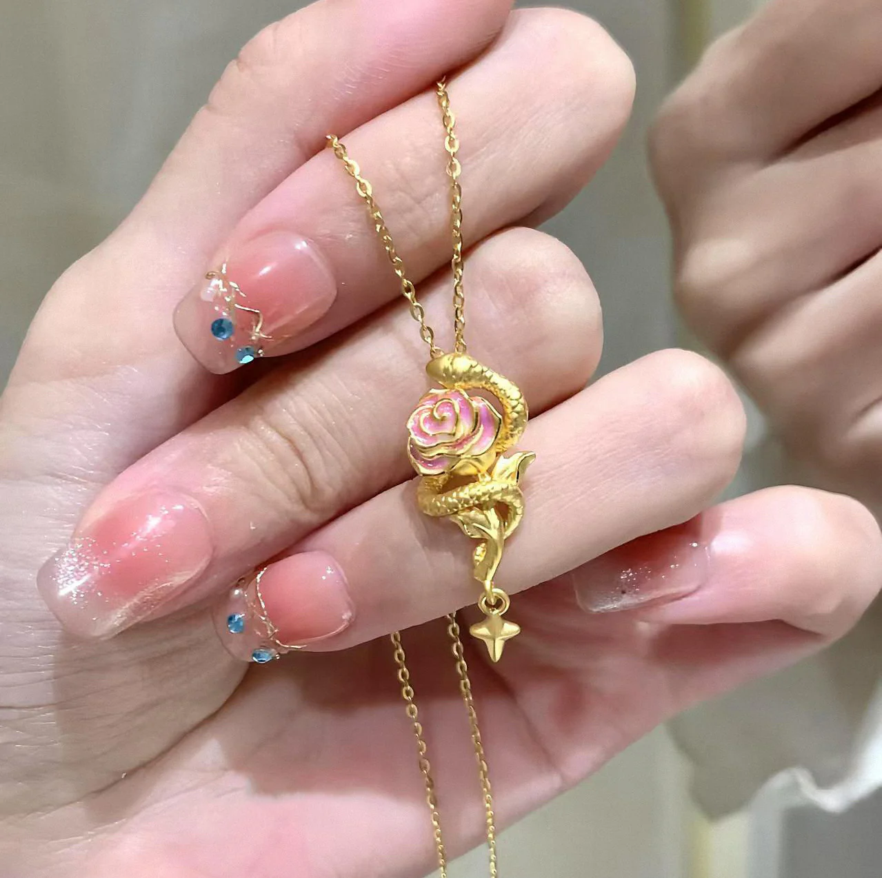 Romantic Rose Pendant Necklace - Image 3