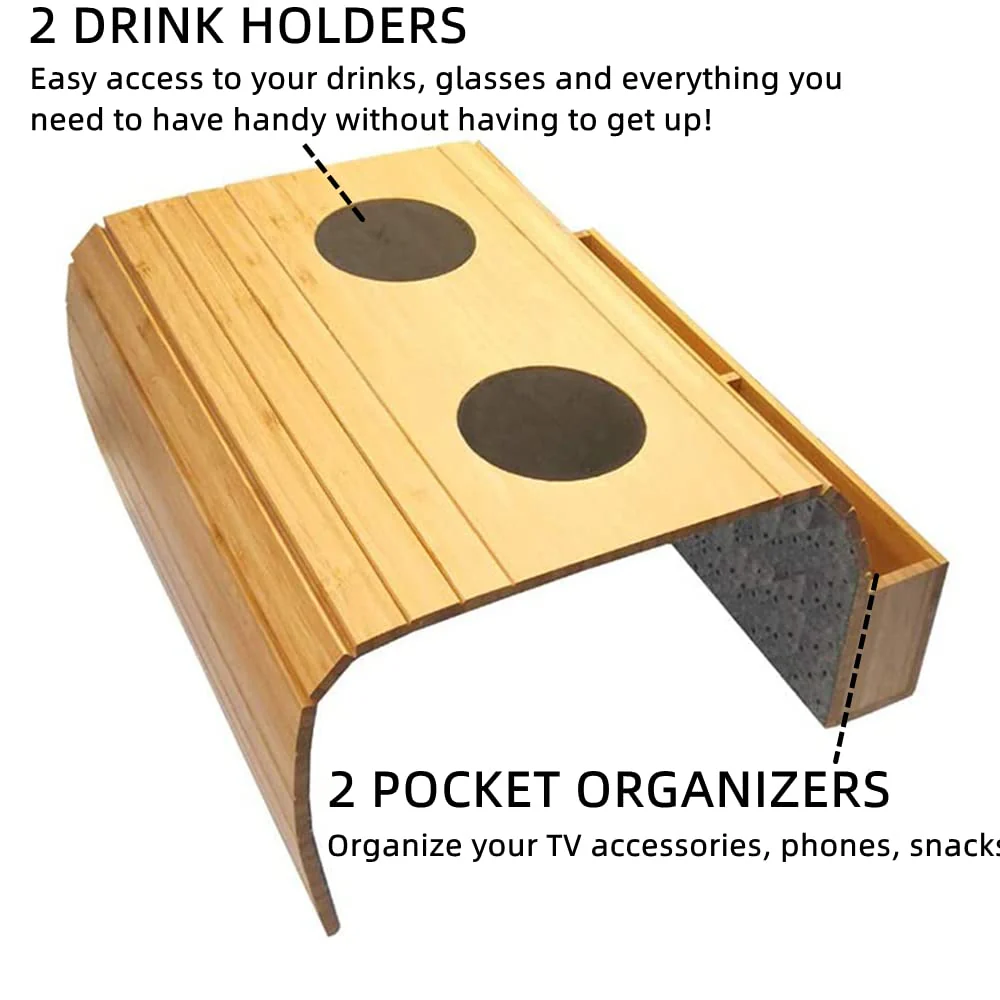 Sofa Side Foldable Cup Holder Tray Organizer - Image 4
