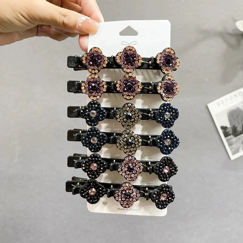 Sparkling Crystal Stone Braided Hair Clips - Image 2