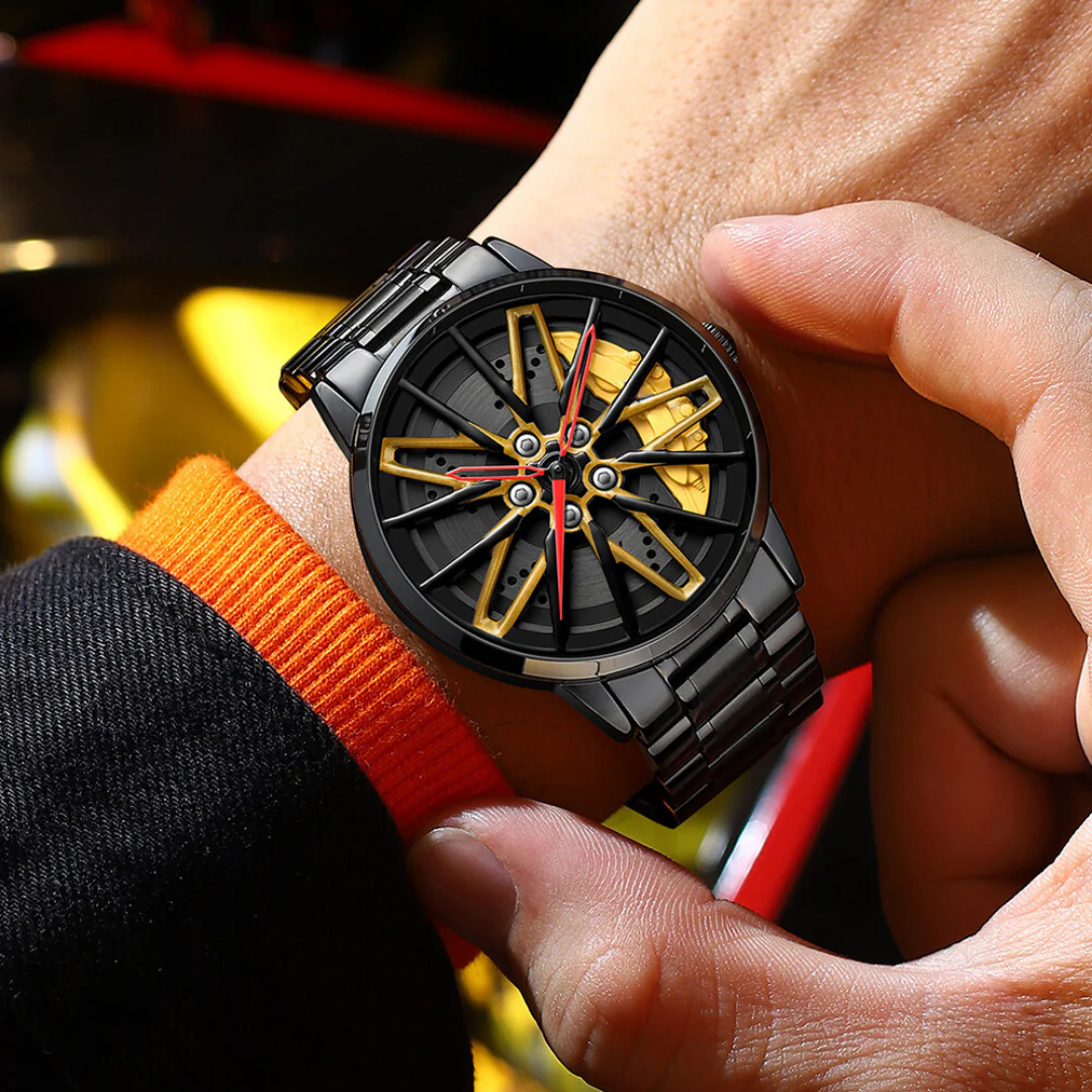 Stainless Steel Wheel Quartz Wristwatch - Image 2