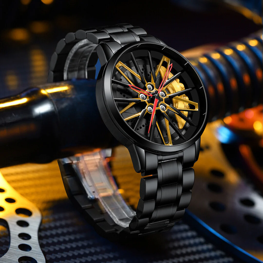 Stainless Steel Wheel Quartz Wristwatch - Image 4