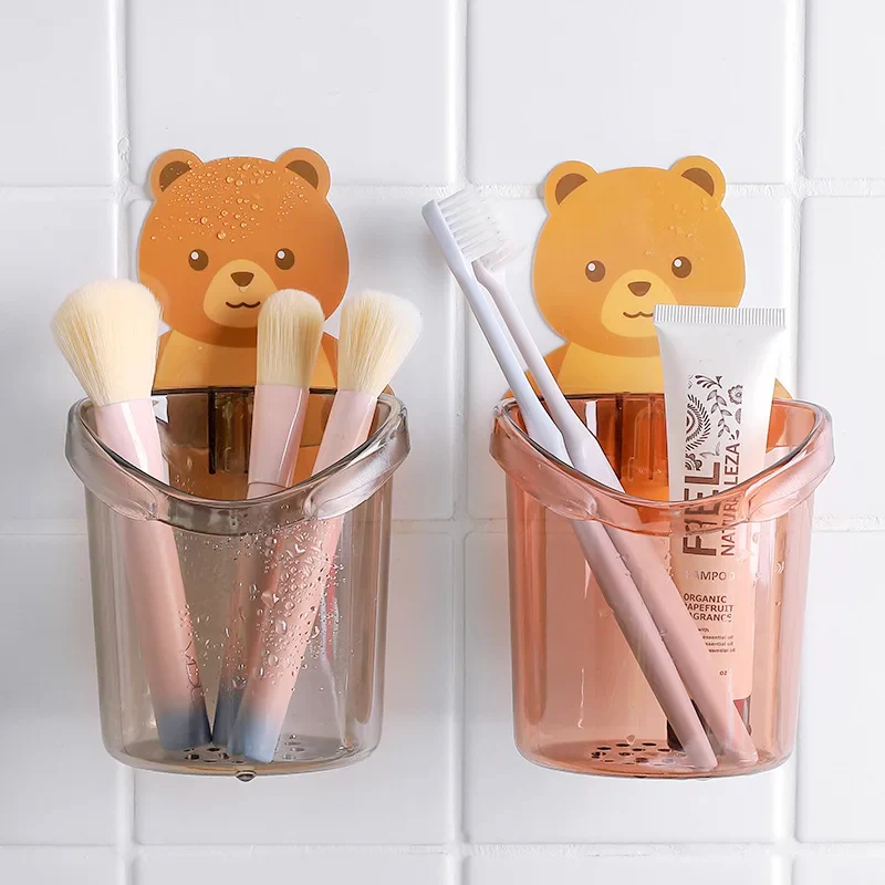 Teddy Bear Wall Mounted Toothbrush Holder Cup - Image 3