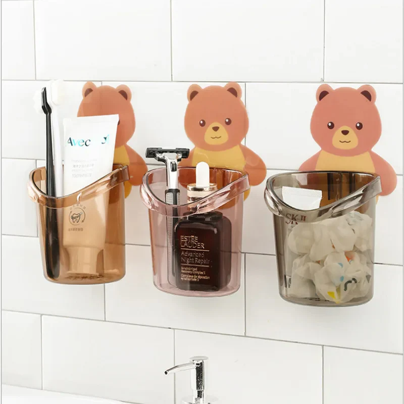 Teddy Bear Wall Mounted Toothbrush Holder Cup - Image 4