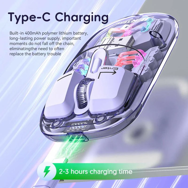 Transparent Dual-mode Rechargeable BT Wireless Mouse - Image 2