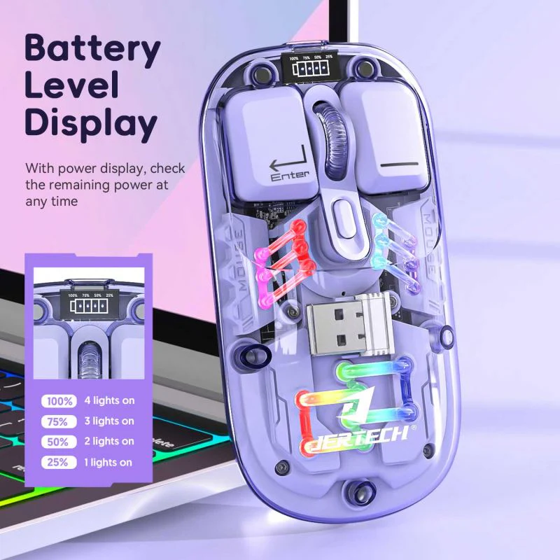 Transparent Dual-mode Rechargeable BT Wireless Mouse - Image 3